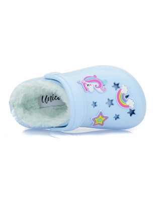 Disney Unicorn Clog With Pins Light BLue Παιδική Παντόφλα