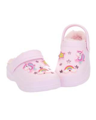 Disney Unicorn Clog With Pins Ροζ Παιδική Παντοφλα