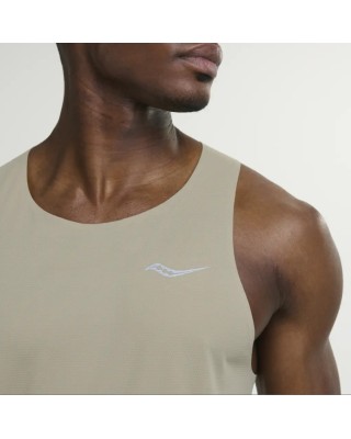 Saucony Stopwatch Singlet Ανδρικό T-Shirt Μπεζ