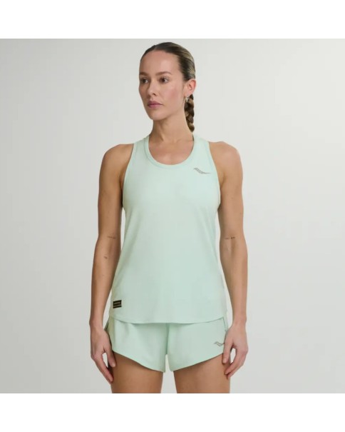 Saucony Stopwatch Singlet Γυναικείο Αμάνικο Σιελ