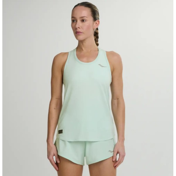 Saucony Stopwatch Singlet Γυναικείο Αμάνικο Σιελ