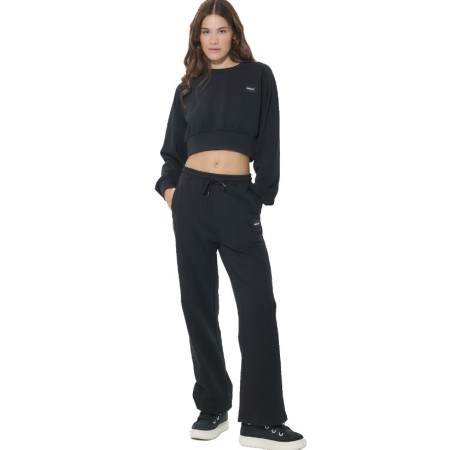 Body Action W French Terry Sweatpants Γυναικείο Παντελόνι Μαύρο