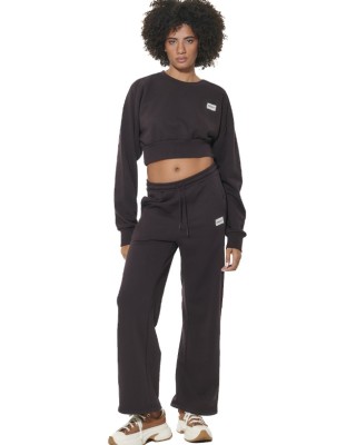 Body Action W French Terry Sweatpants Γυναικείο Παντελόνι Καφέ