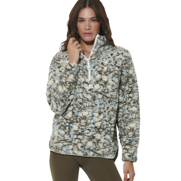 Body Action W Half-Zip Printed Sherpa Γυναικεία Μπλούζα Πολύχρωμη
