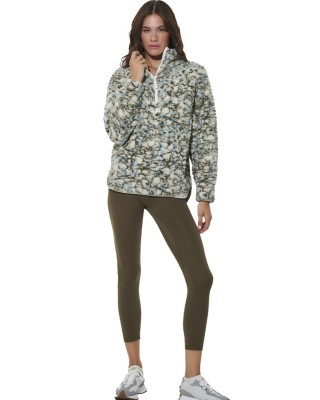 Body Action W Half-Zip Printed Sherpa Γυναικεία Μπλούζα Πολύχρωμη