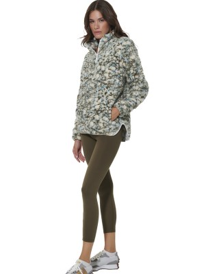 Body Action W Half-Zip Printed Sherpa Γυναικεία Μπλούζα Πολύχρωμη