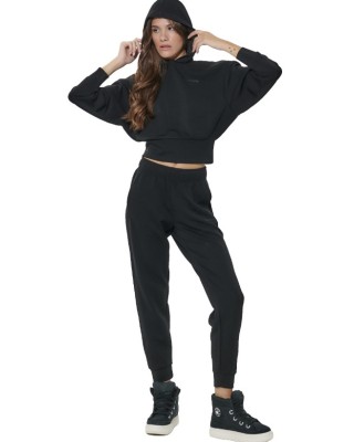 Body Action W Modal Crop Hooded Sweatshirt Γυναικεία Μπλούζα Μαύρη Body Action W Modal Crop Hooded Sweatshirt Γυναικεία Μπλούζα Μαύρη