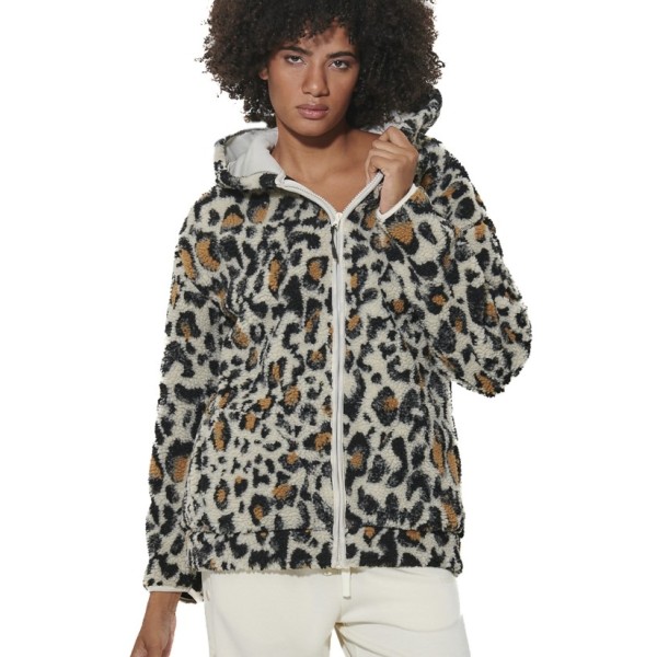 Body Action W Printed Zip-Up Sherpa Fleece Hoodie Γυναικεία Ζακέτα Πολύχρωμη