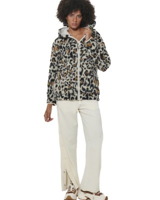 Body Action W Printed Zip-Up Sherpa Fleece Hoodie Γυναικεία Ζακέτα Πολύχρωμη