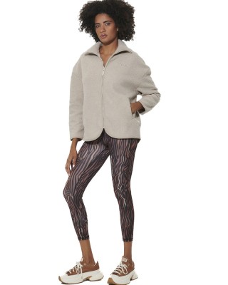 Body Action W Oversized Boucle-Fleece Full-Zip Jacket Γυναικεία Ζακέτα Μπεζ Body Action W Oversized Boucle-Fleece Full-Zip Jacket Γυναικεία Ζακέτα Μπεζ
