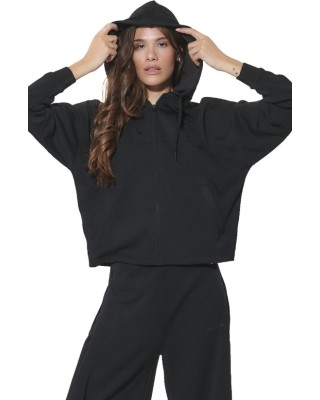 Body Action W Modal Hooded Jacket Γυναικεία Ζακέτα Μαύρη