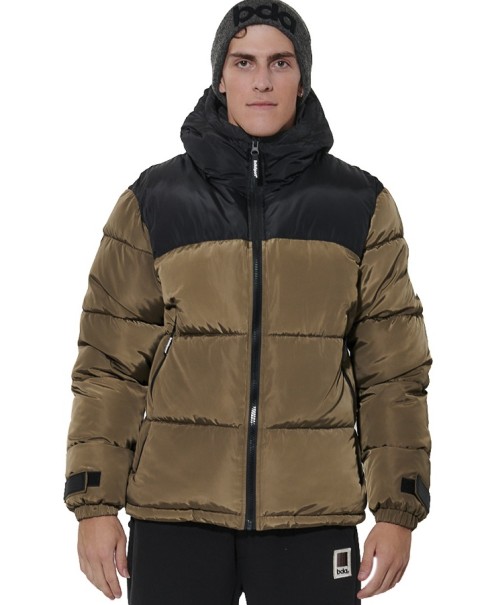 Body Action M Two-Tone Puffer Jacket Ανδρικό Μπουφάν Λαδι