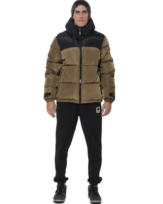 Body Action M Two-Tone Puffer Jacket Ανδρικό Μπουφάν Λαδι