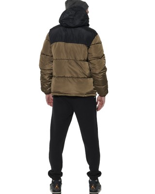 Body Action M Two-Tone Puffer Jacket Ανδρικό Μπουφάν Λαδι