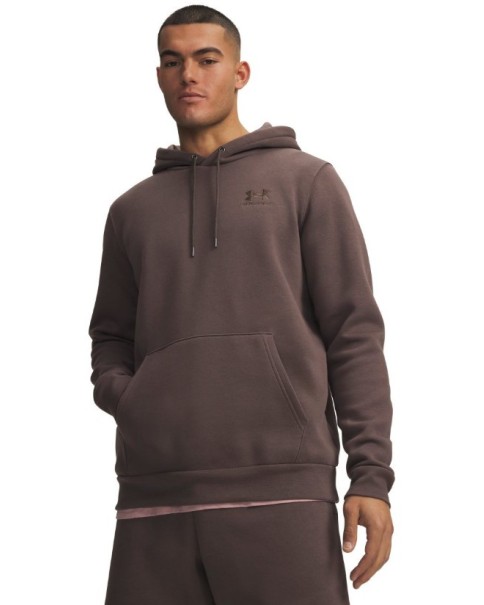 Under Armour Essential Fleece Hoodie Ανδρική Μπλούζα Καφέ