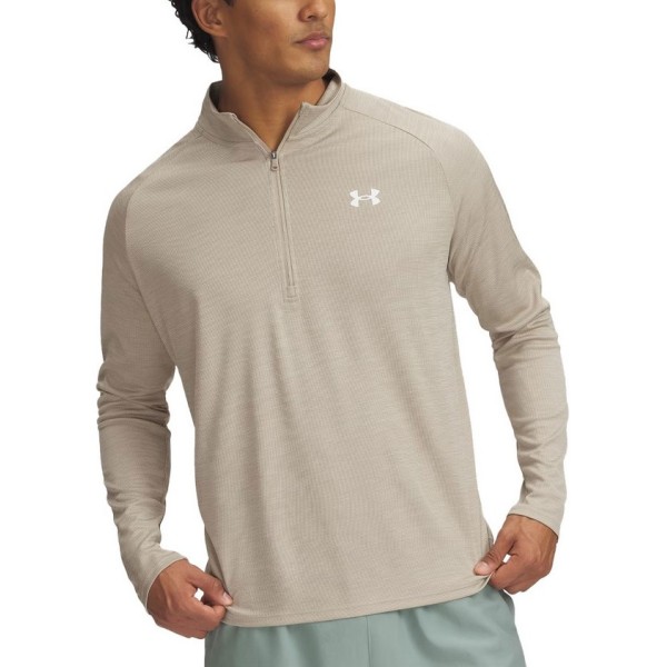 Under Armour Tech Textured 1/2 Zip Ανδρική Μπλούζα Μπεζ Under Armour Tech Textured 1/2 Zip Ανδρική Μπλούζα Μπεζ