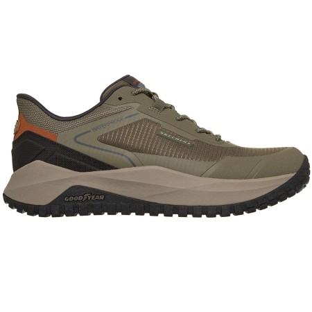Skechers Slip-Ins Badger Koda Αδιάβροχο Ανδρικό Παπούτσι Λαδί