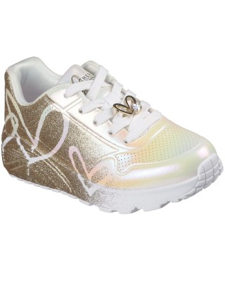 Skechers Uno Lite - Heartdust Forever Παιδικό Παπούτσι Λευκό Χρυσό