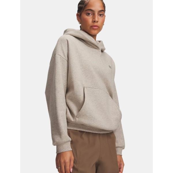 Under Armour Icon Fleece Hoodie Timberwolf Taupe Γυναικεία Μπλούζα Καφέ